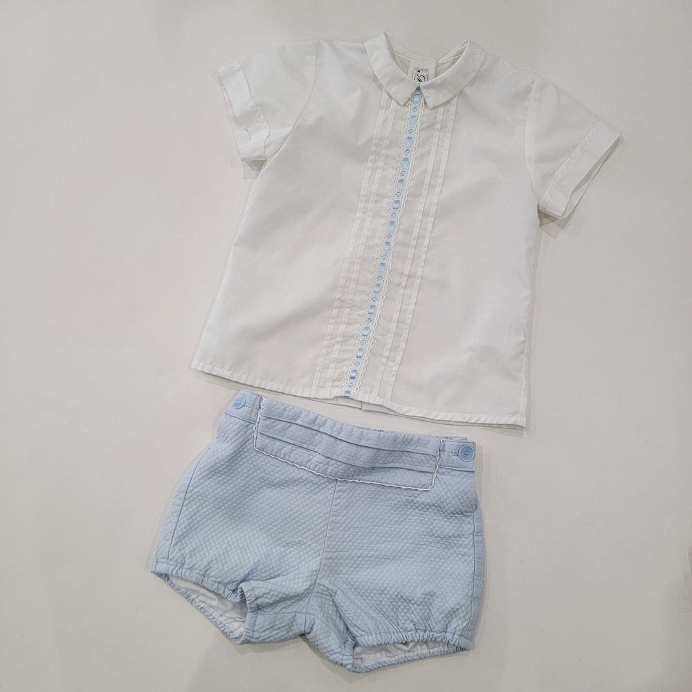 Miranda White Shirt and Light Blue Shorts Set Sz 30 Meses